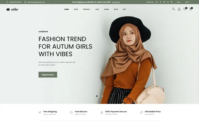 Uthr - Fashion ECommerce Bootstrap 5 Template